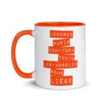 "Londres, Paris, New-York... Liège" Mug coloré – Image 3