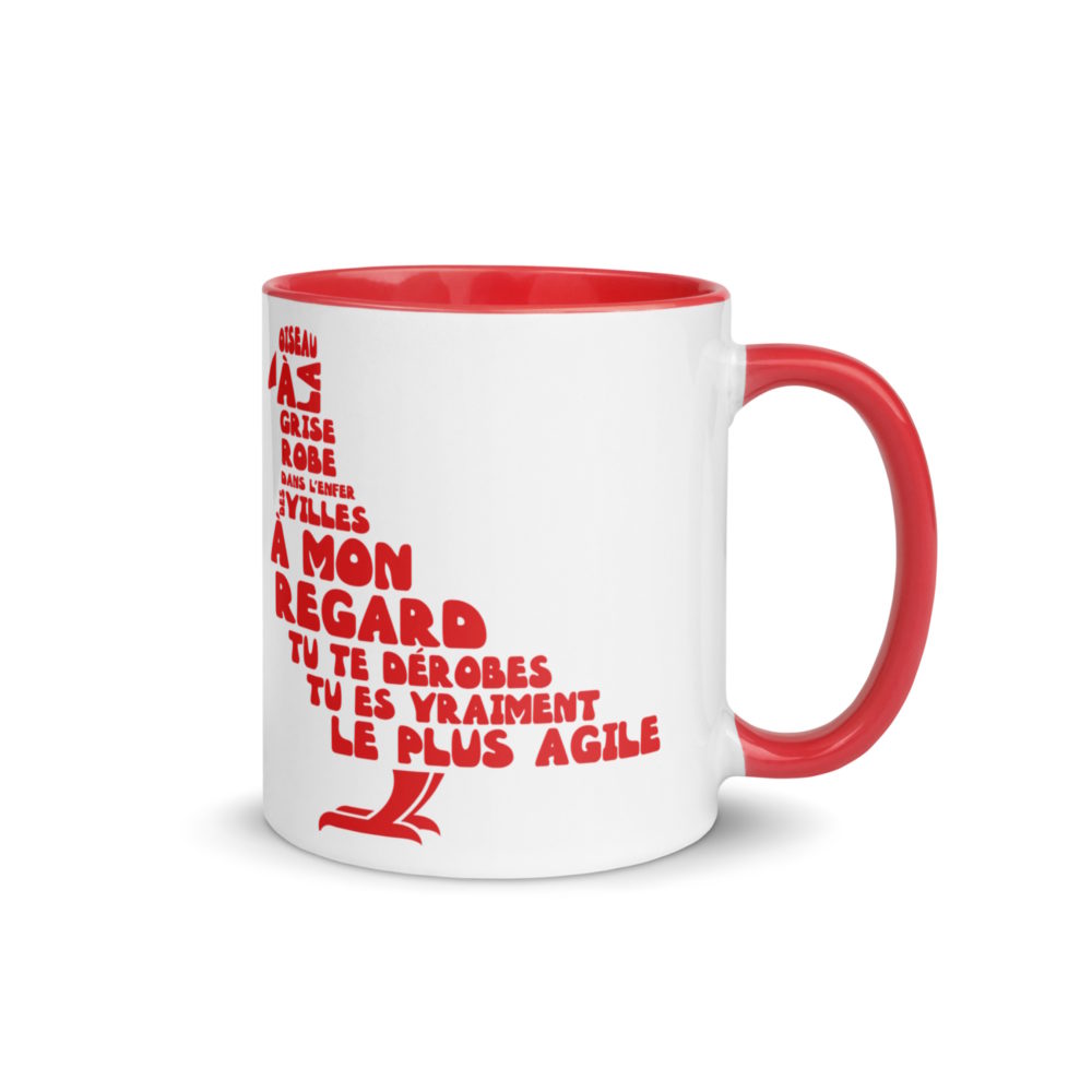 "Pigeon, oiseau à la grise robe..." Mug coloré – Image 7
