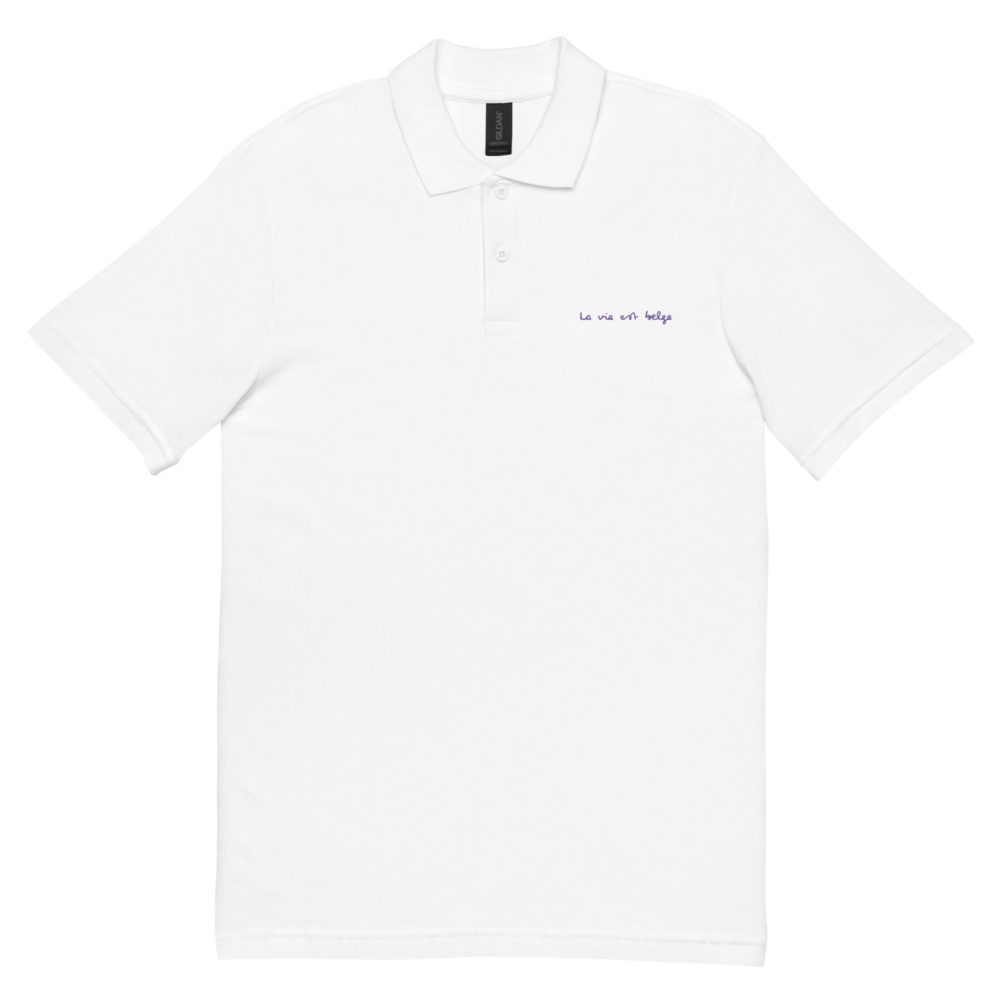 RASTAKWER-polo-brode-la-vie-est-belge-white "La vie est belge" Polo brodé – Image 4