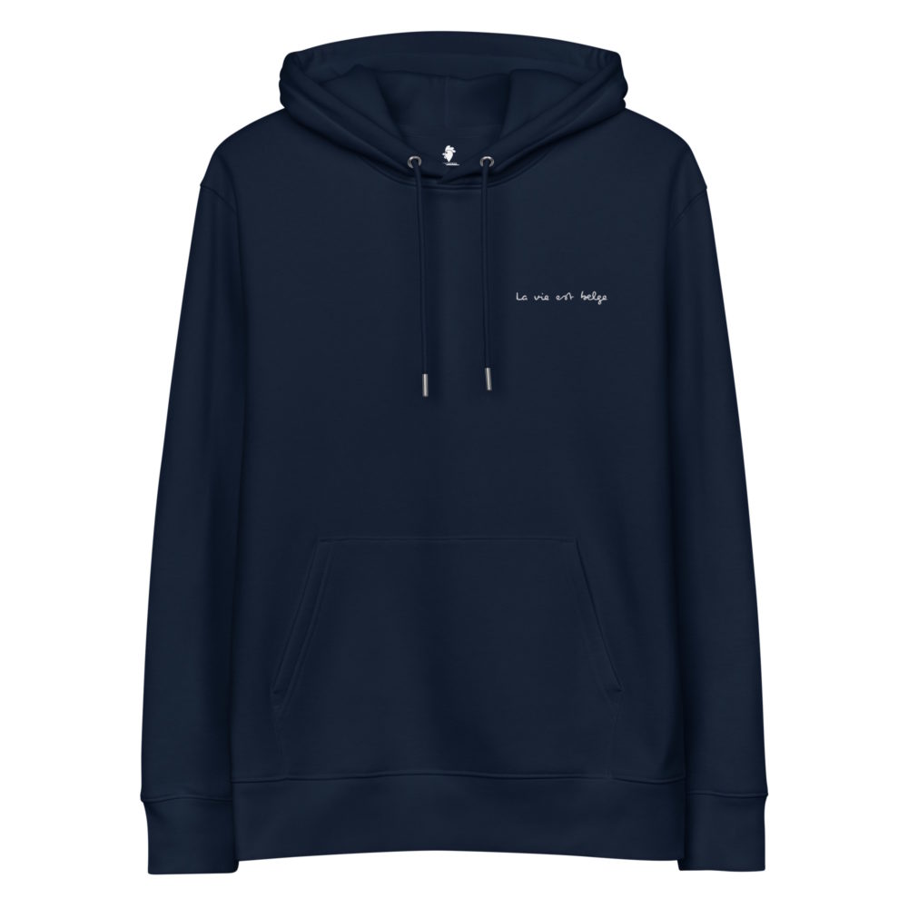 "La vie est belge" Sweat à capuche brodé "cœur" éco-friendly – Image 4