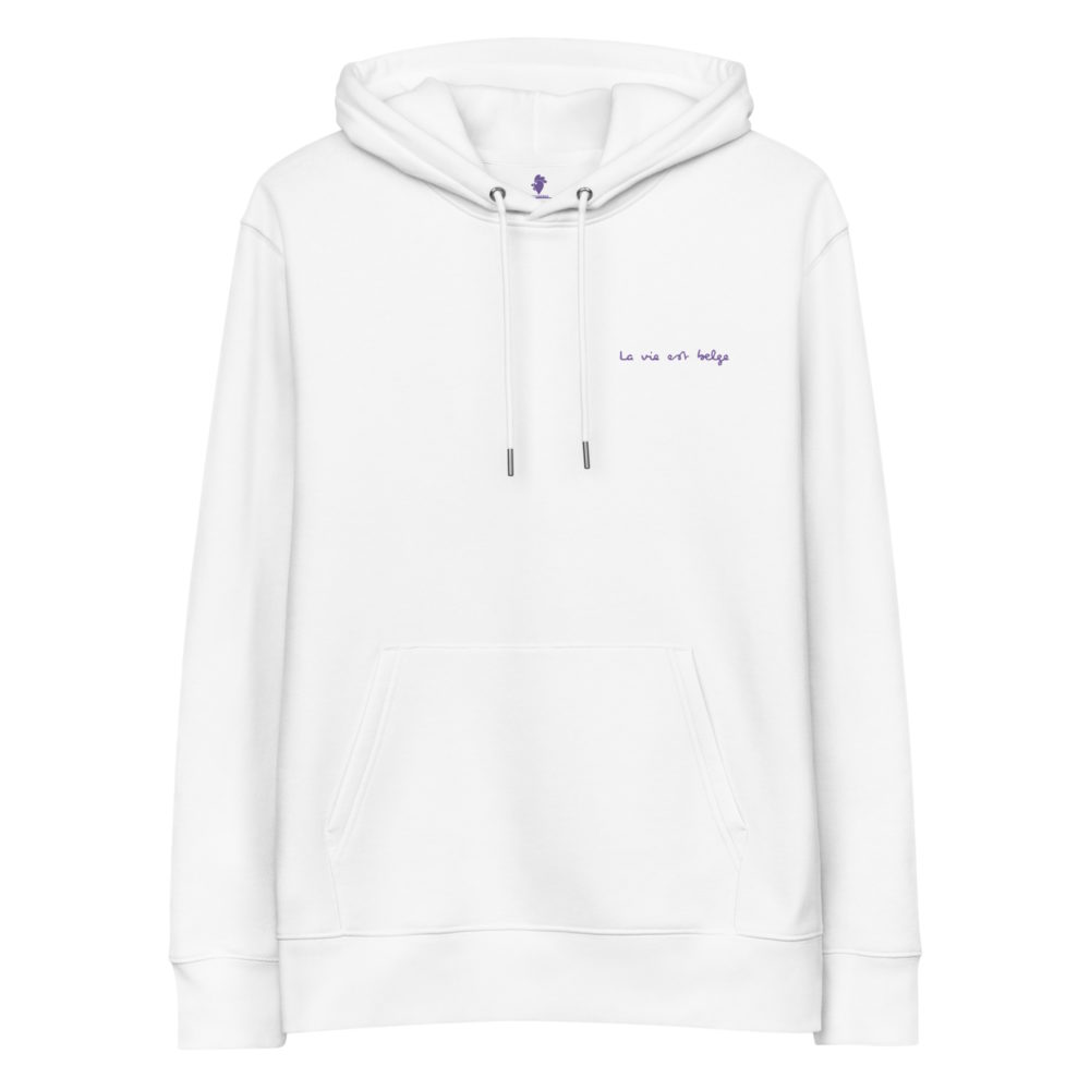 "La vie est belge" Sweat à capuche brodé "cœur" éco-friendly – Image 5