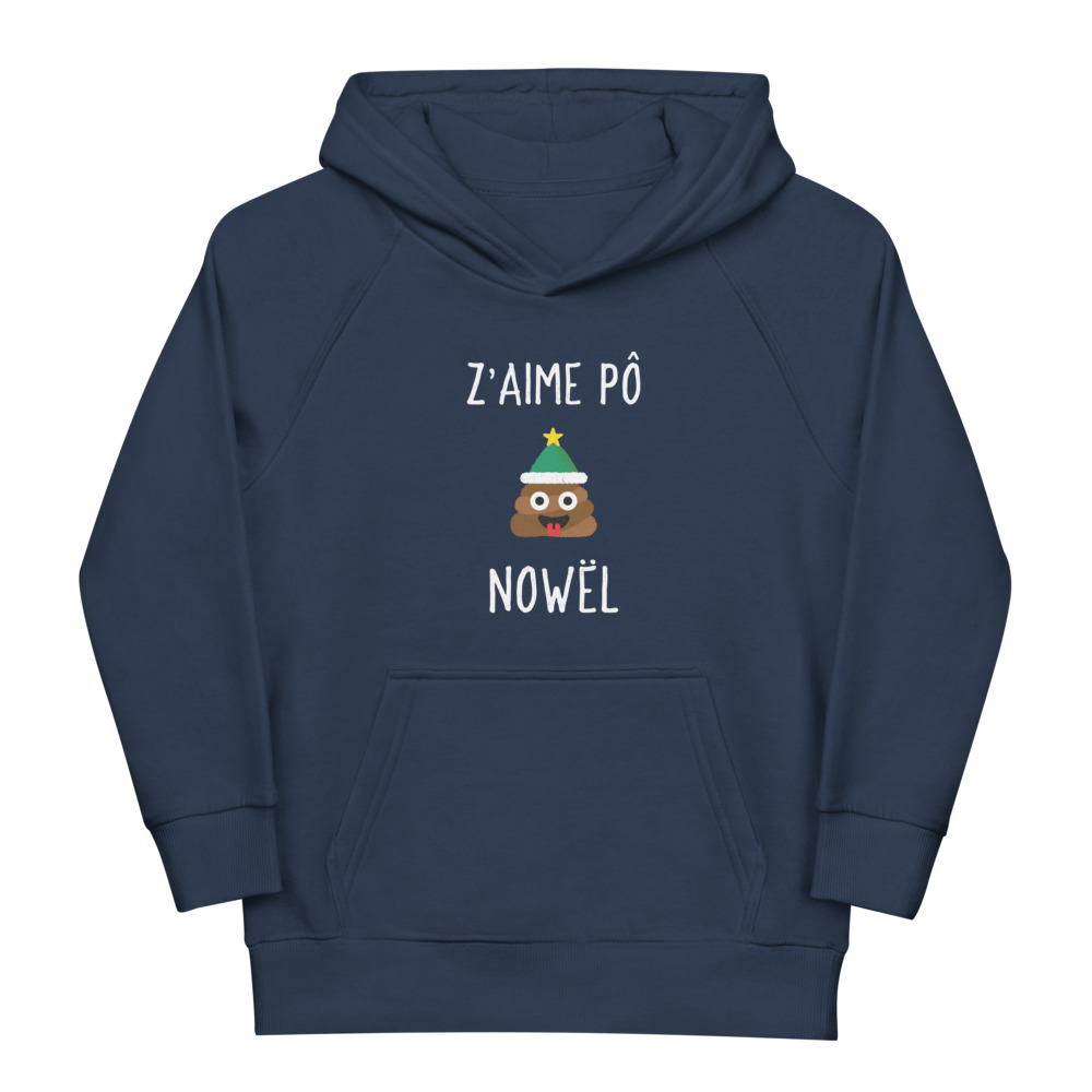 RASTAKWER-sweat-capuche-enfant-bio-zaime-po-noel-french-navy "Z'aime pô Nowël" Sweat à capuche éco-friendly enfant – Image 1